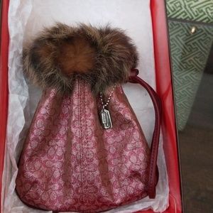 Coach 6.5 inch small evening drawstring pouch